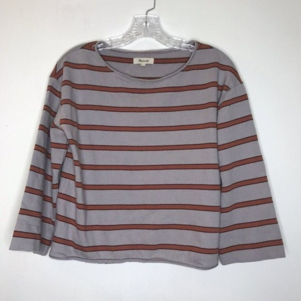 Madewell Womens Sweatshirt Top size XS Gray Cropped FLAW-spot on front, piling